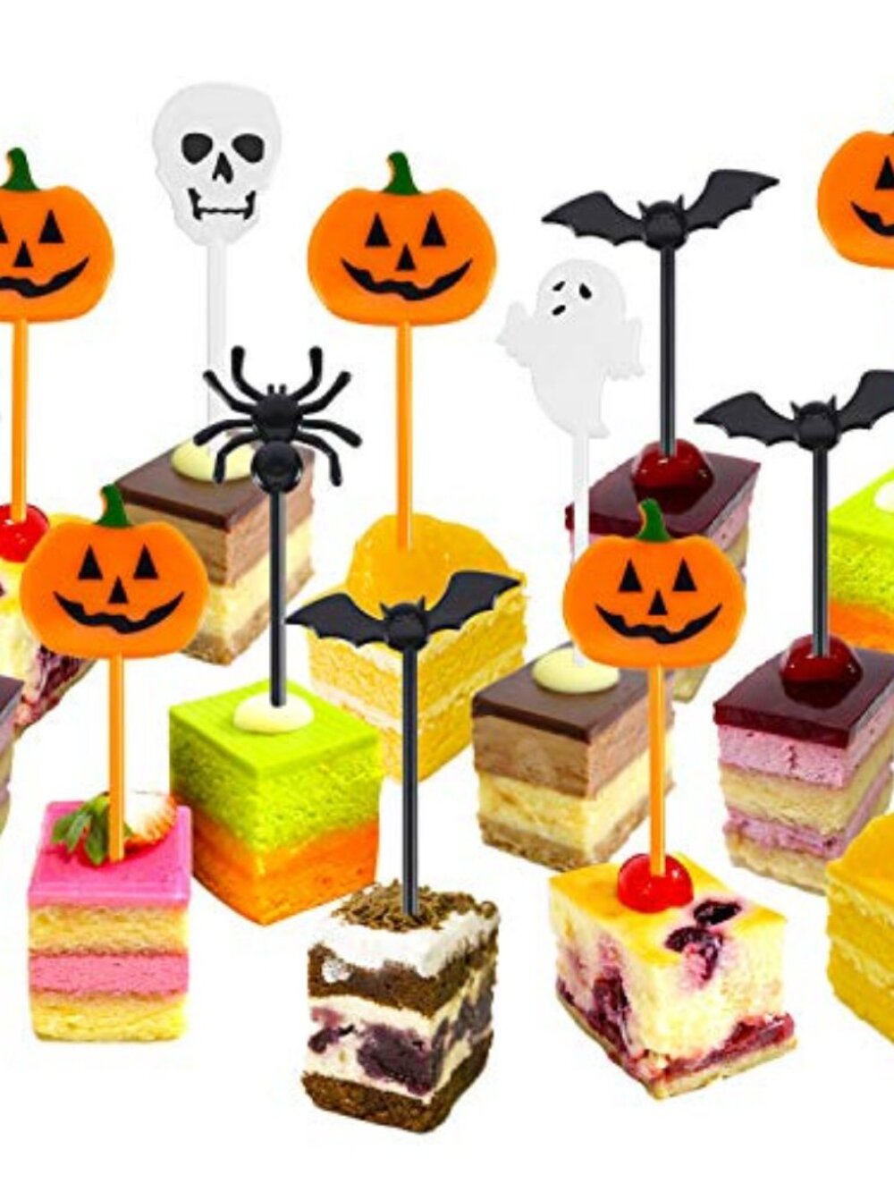 50 Pcs Halloween Picks Cupcake Topper, Pumpkin | Plastic Toothpicks for Cupcake